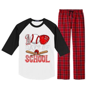 100 Days Of School Baseball 100th Day Of School Teacher Raglan Sleeve Pajama Set