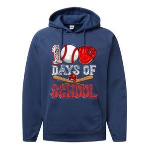 100 Days Of School Baseball 100th Day Of School Teacher Performance Fleece Hoodie