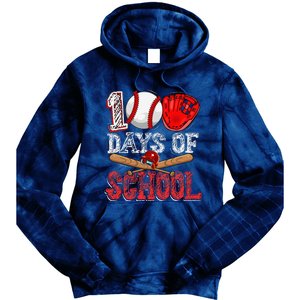 100 Days Of School Baseball 100th Day Of School Teacher Tie Dye Hoodie