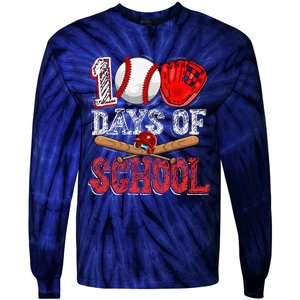 100 Days Of School Baseball 100th Day Of School Teacher Tie-Dye Long Sleeve Shirt