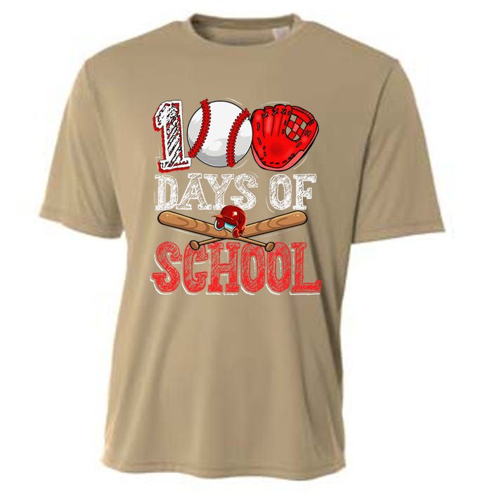 100 Days Of School Baseball 100th Day Of School Teacher Cooling Performance Crew T-Shirt