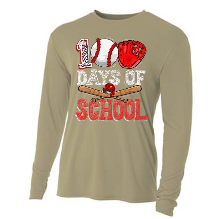 100 Days Of School Baseball 100th Day Of School Teacher Cooling Performance Long Sleeve Crew