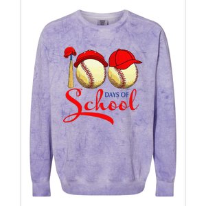 100 Days Of School Baseball Teacher 100th Day Of School Colorblast Crewneck Sweatshirt