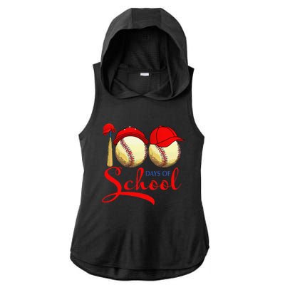 100 Days Of School Baseball Teacher 100th Day Of School Ladies PosiCharge Tri-Blend Wicking Draft Hoodie Tank