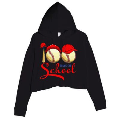 100 Days Of School Baseball Teacher 100th Day Of School Crop Fleece Hoodie