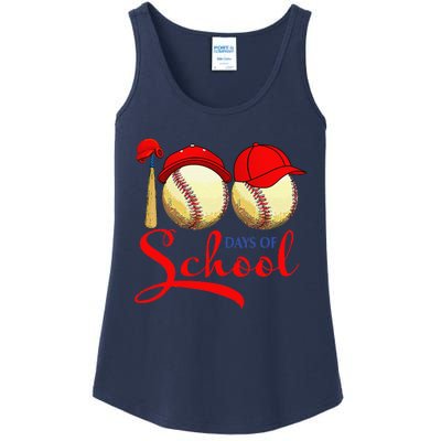 100 Days Of School Baseball Teacher 100th Day Of School Ladies Essential Tank