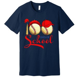 100 Days Of School Baseball Teacher 100th Day Of School Premium T-Shirt