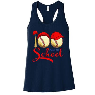 100 Days Of School Baseball Teacher 100th Day Of School Women's Racerback Tank