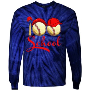 100 Days Of School Baseball Teacher 100th Day Of School Tie-Dye Long Sleeve Shirt