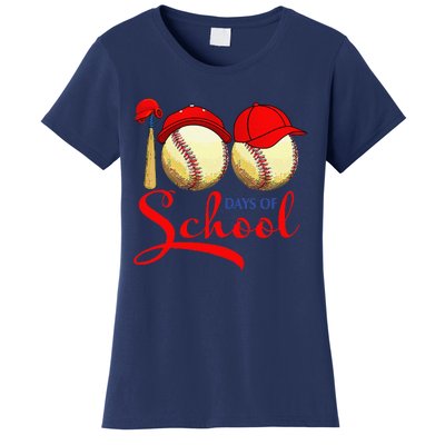 100 Days Of School Baseball Teacher 100th Day Of School Women's T-Shirt