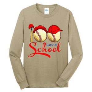 100 Days Of School Baseball Teacher 100th Day Of School Tall Long Sleeve T-Shirt