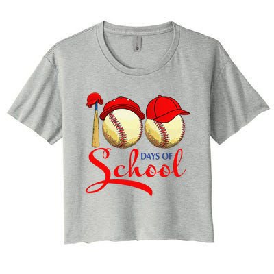 100 Days Of School Baseball Teacher 100th Day Of School Women's Crop Top Tee