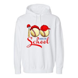 100 Days Of School Baseball Teacher 100th Day Of School Garment-Dyed Fleece Hoodie