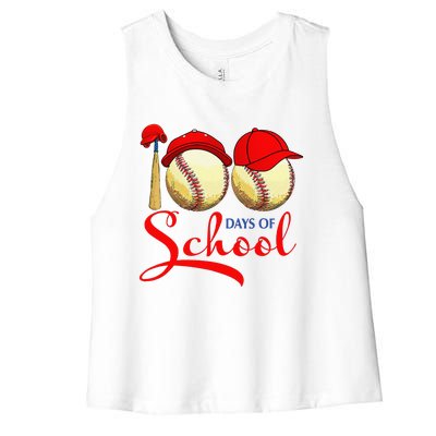 100 Days Of School Baseball Teacher 100th Day Of School Women's Racerback Cropped Tank