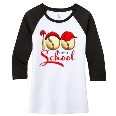 100 Days Of School Baseball Teacher 100th Day Of School Women's Tri-Blend 3/4-Sleeve Raglan Shirt