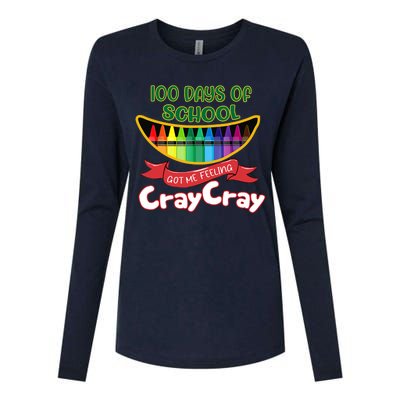 100 Days Of School Got Me Feeling Cray Cray Womens Cotton Relaxed Long Sleeve T-Shirt