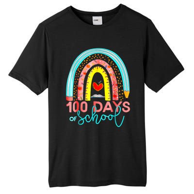 100th Day Of School Teacher 100 Days Smarter Rainbow Cool Gift Tall Fusion ChromaSoft Performance T-Shirt