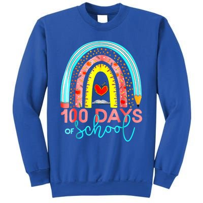 100th Day Of School Teacher 100 Days Smarter Rainbow Cool Gift Sweatshirt