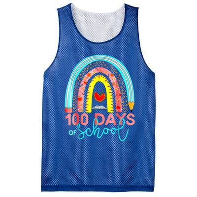 100th Day Of School Teacher 100 Days Smarter Rainbow Cool Gift Mesh Reversible Basketball Jersey Tank