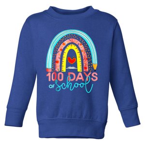 100th Day Of School Teacher 100 Days Smarter Rainbow Cool Gift Toddler Sweatshirt