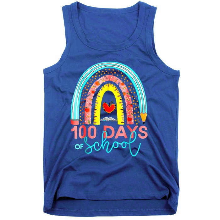 100th Day Of School Teacher 100 Days Smarter Rainbow Cool Gift Tank Top