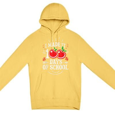 100th Day Of School Distressed I Made It 100 Days Teacher Premium Pullover Hoodie