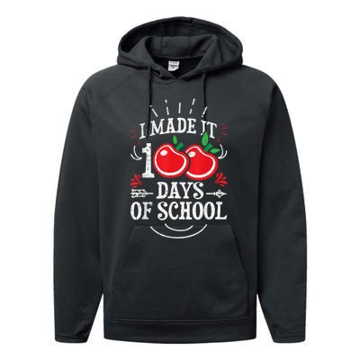 100th Day Of School Distressed I Made It 100 Days Teacher Performance Fleece Hoodie