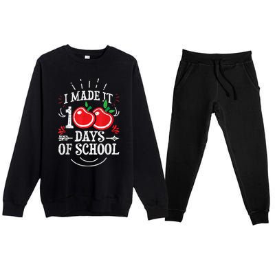 100th Day Of School Distressed I Made It 100 Days Teacher Premium Crewneck Sweatsuit Set