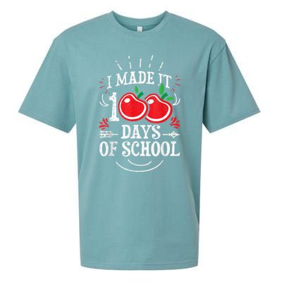 100th Day Of School Distressed I Made It 100 Days Teacher Sueded Cloud Jersey T-Shirt