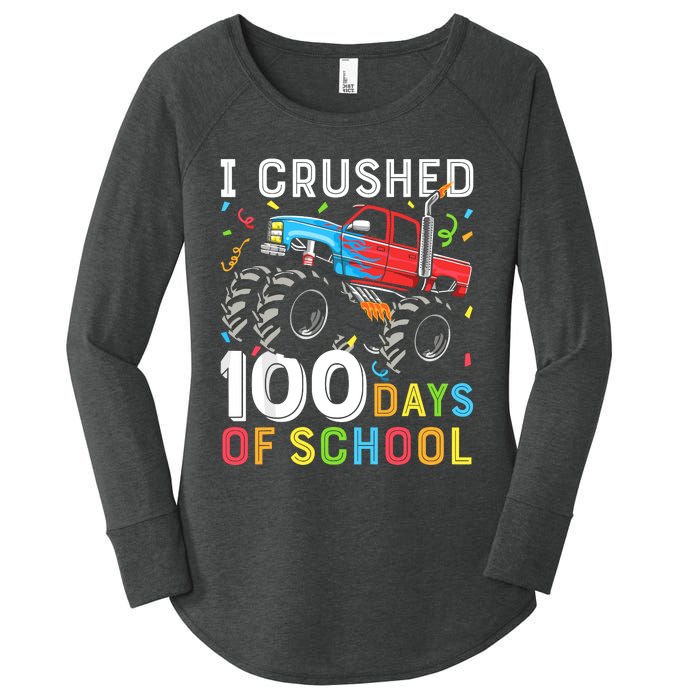 100 Days Of School Monster Truck 100th Day Of School Women's Perfect Tri Tunic Long Sleeve Shirt