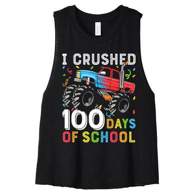 100 Days Of School Monster Truck 100th Day Of School Women's Racerback Cropped Tank