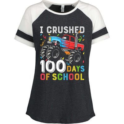 100 Days Of School Monster Truck 100th Day Of School Enza Ladies Jersey Colorblock Tee