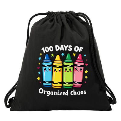 100 Days Of Organized Chaos 100 Days Of School Cute Teachers Drawstring Bag