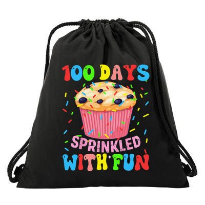 100th Day Of School Cupcake 100 Days Sprinkled With Fun Drawstring Bag