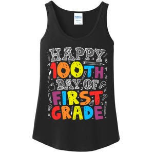 100 Days of School Design 100th Day of 1st Grade Teacher Ladies Essential Tank