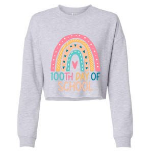 100th Day Of School Teacher College 100 Days Smarter Rainbow Cute Gift Cropped Pullover Crew