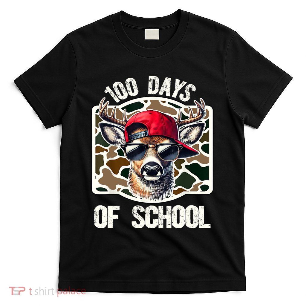 100 Days Of School Deer Hunting Deer Camo Hunter T-Shirt