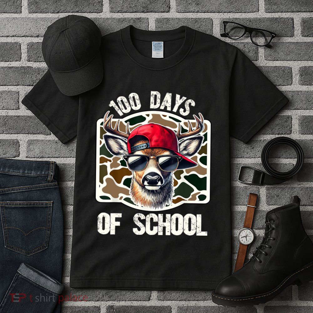100 Days Of School Deer Hunting Deer Camo Hunter Tall T-Shirt