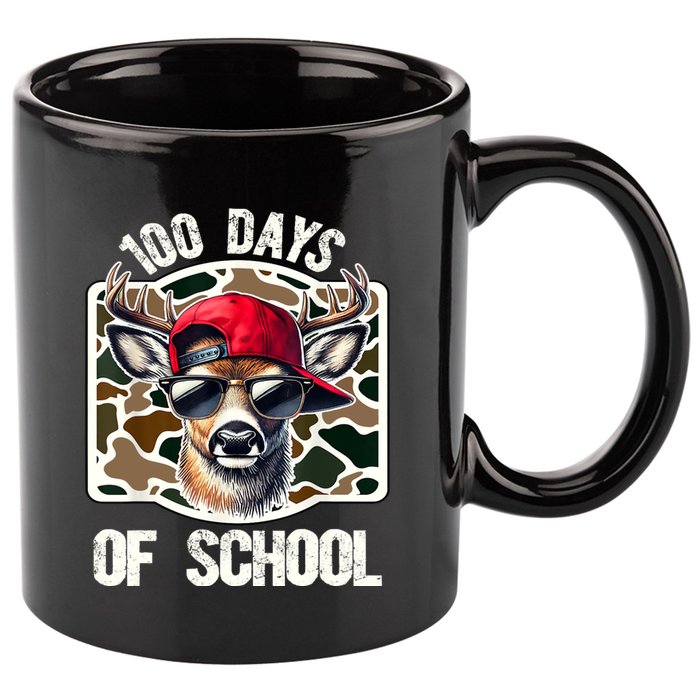 100 Days Of School Deer Hunting Deer Camo Hunter 11oz C Handle Ceramic Mug