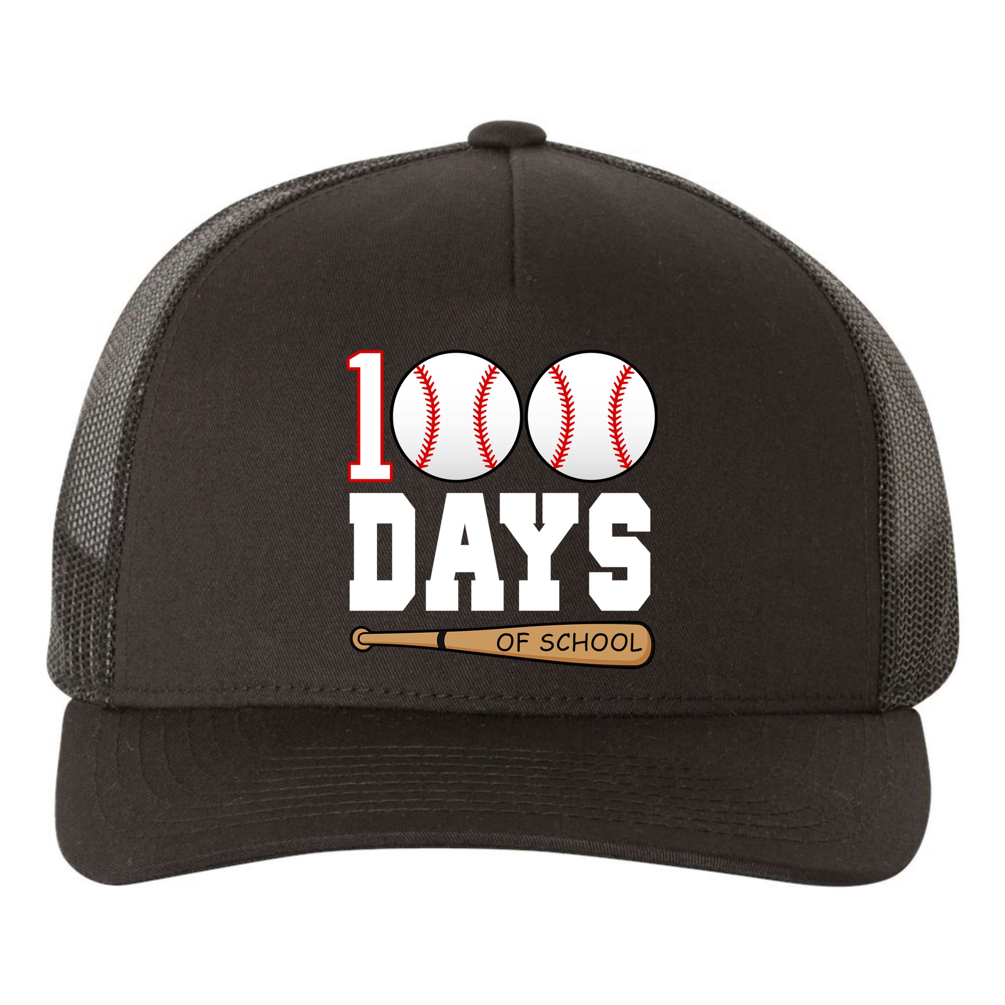 100 Days Of School Baseball Bat And Ball Yupoong Adult 5-Panel Trucker Hat