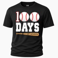 100 Days Of School Baseball Bat And Ball Cooling Performance Crew T-Shirt