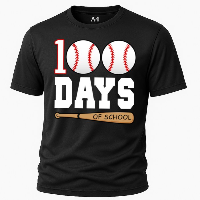 100 Days Of School Baseball Bat And Ball Cooling Performance Crew T-Shirt