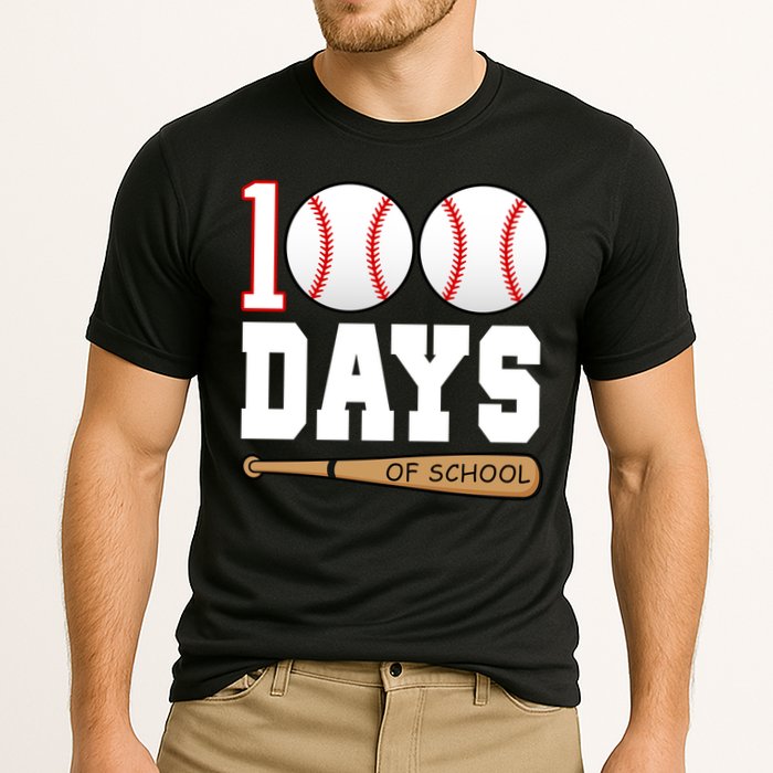 100 Days Of School Baseball Bat And Ball Cooling Performance Crew T-Shirt