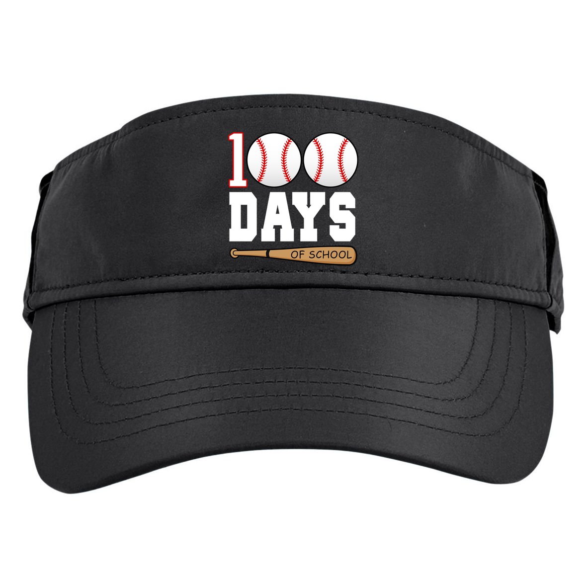 100 Days Of School Baseball Bat And Ball Adult Drive Performance Visor
