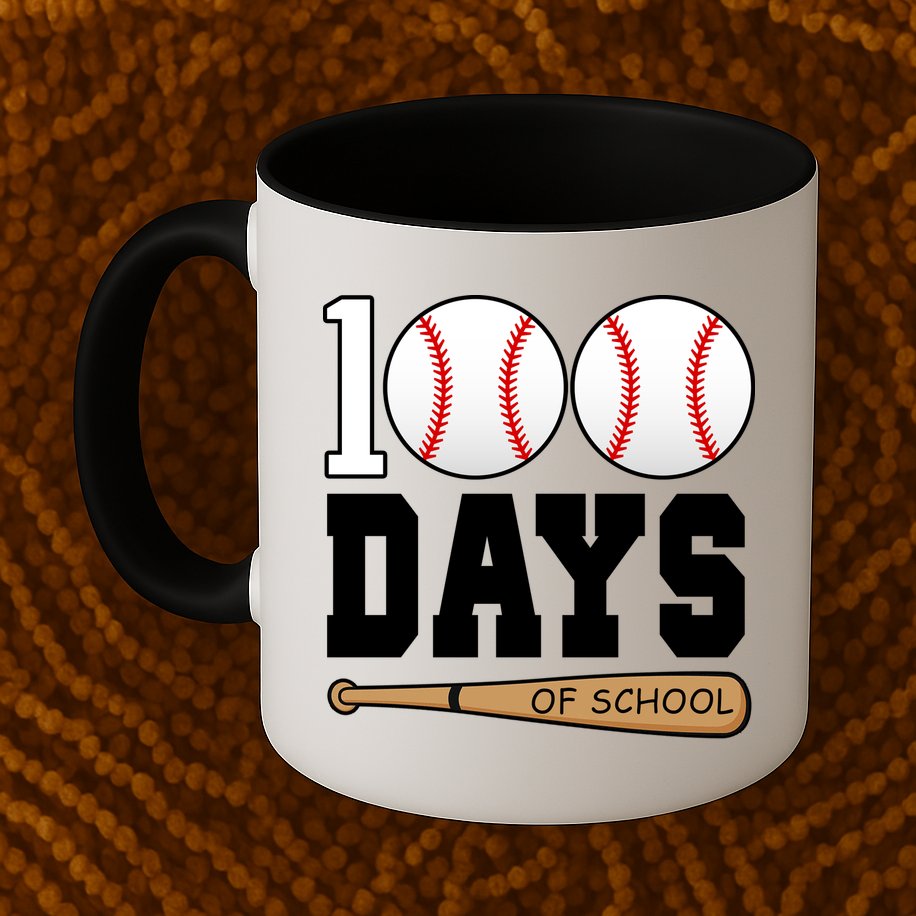 100 Days Of School Baseball Bat And Ball Mug
