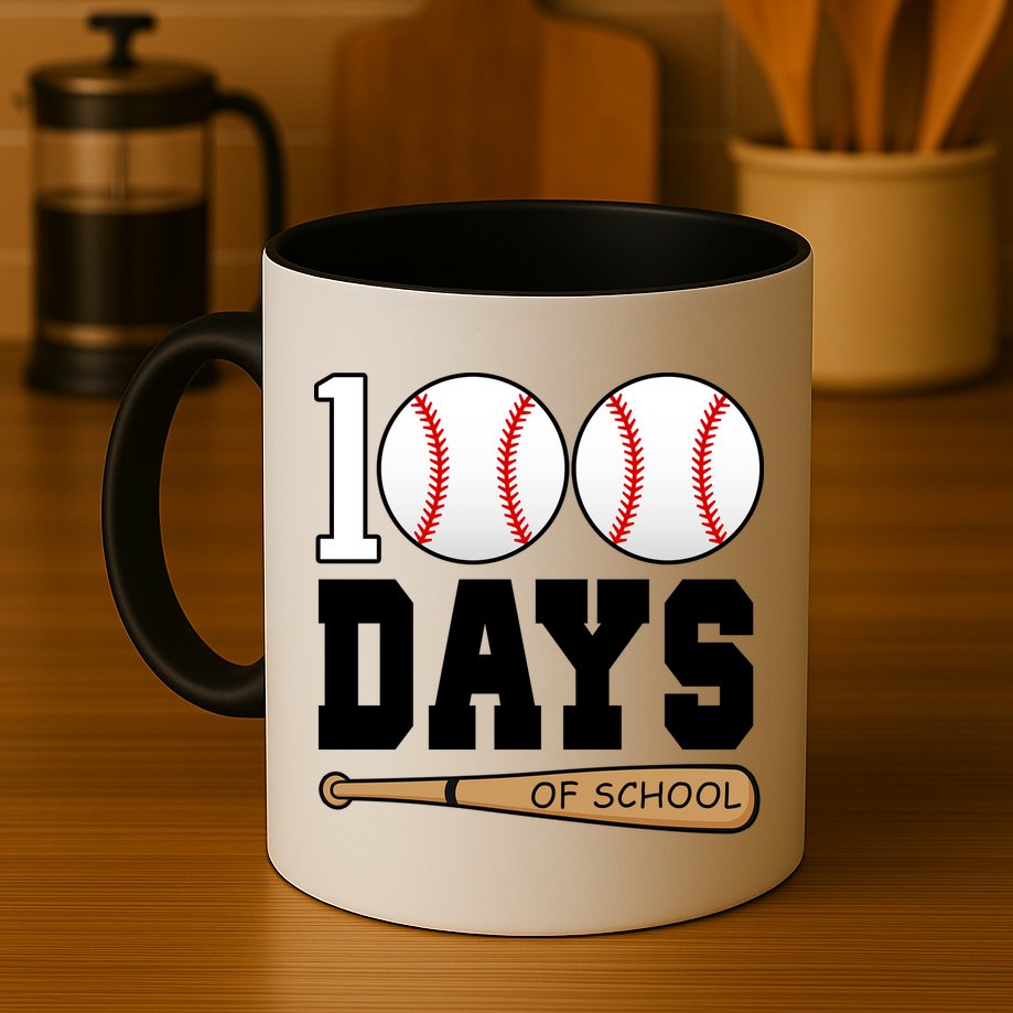 100 Days Of School Baseball Bat And Ball Mug