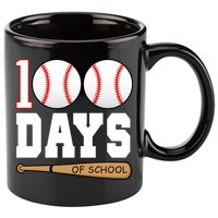 100 Days Of School Baseball Bat And Ball 11oz C Handle Ceramic Mug