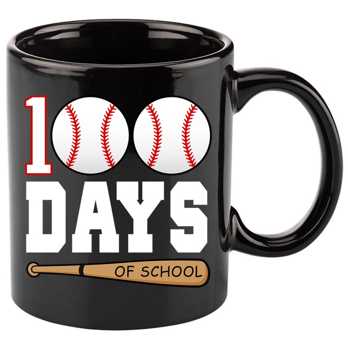 100 Days Of School Baseball Bat And Ball 11oz C Handle Ceramic Mug