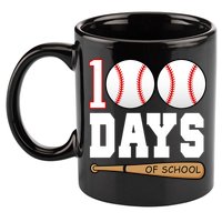 100 Days Of School Baseball Bat And Ball 11oz C Handle Ceramic Mug