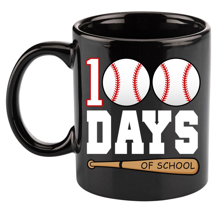 100 Days Of School Baseball Bat And Ball 11oz C Handle Ceramic Mug
